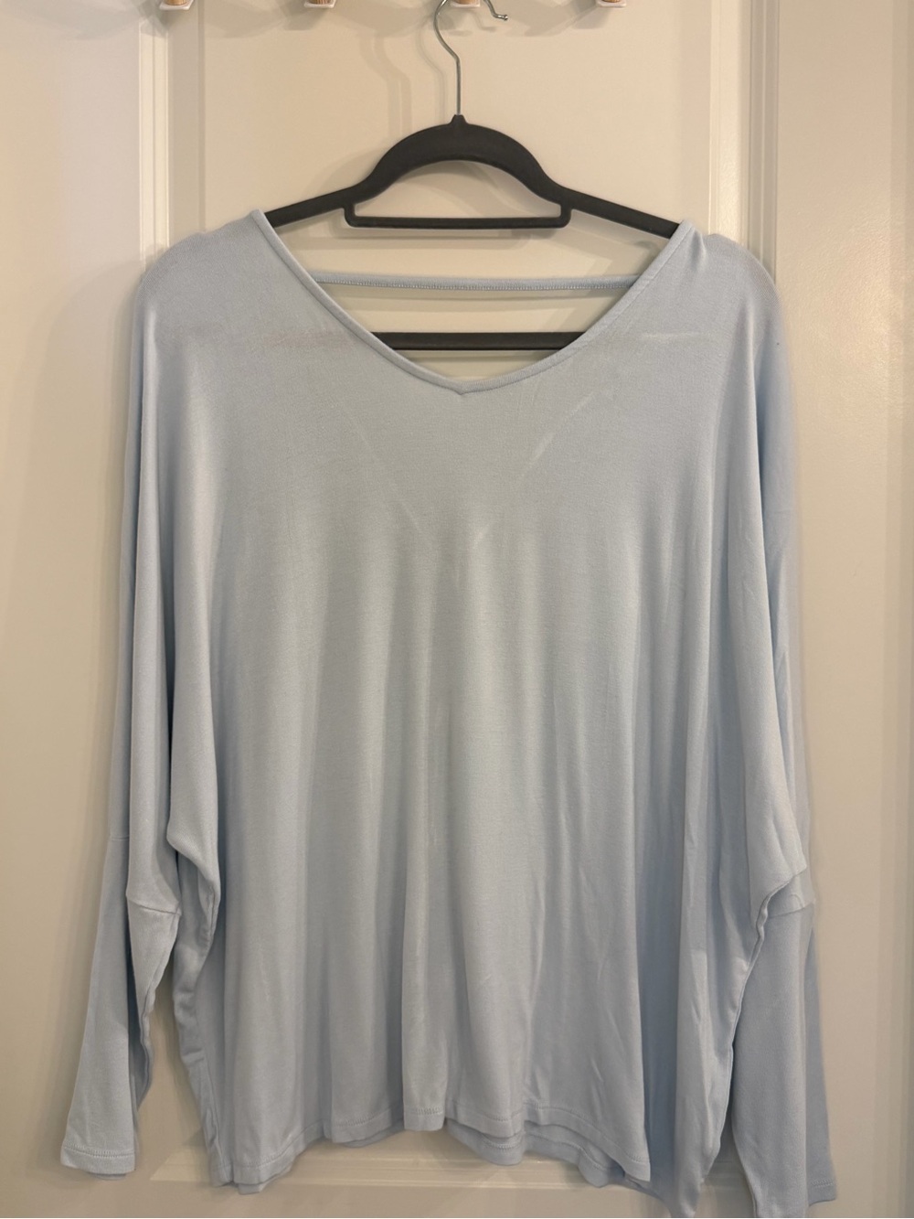Francesca's Collections Light Blue V-Neck Oversized Pullover